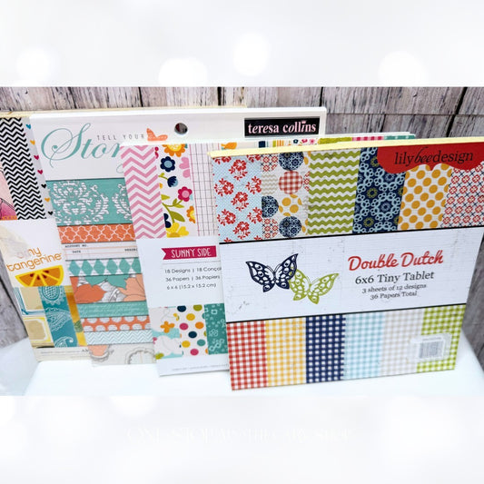 Amy Tangerine Teresa Collins 6X6 PAPER PACKS Scrapbook Cardstock Lot of 4