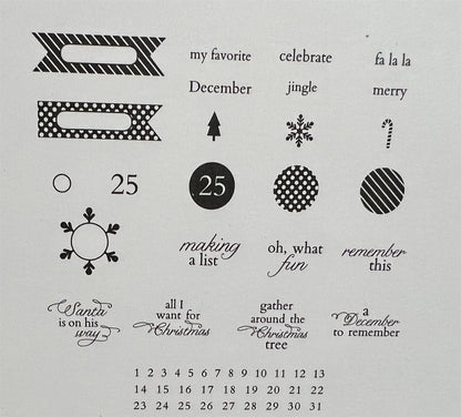 Papertrey Ink COUNTDOWN DETAILS Christmas Holiday Rubber Stamps Dies Set