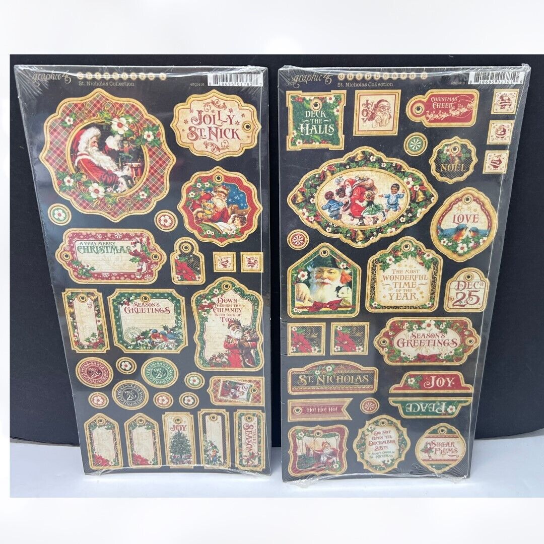 Graphic 45 ST NICHOLAS Christmas Past 12x12 Paper Chipboard Die-Cuts Kit