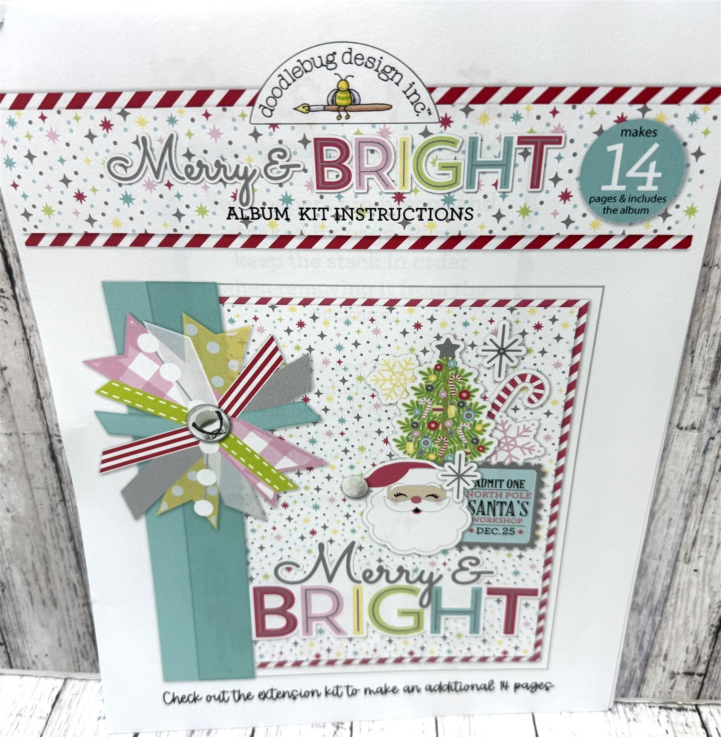 Doodlebug Designs MERRY & BRIGHT ALBUM KIT Christmas 6x8 Paper Scrapbook Lot