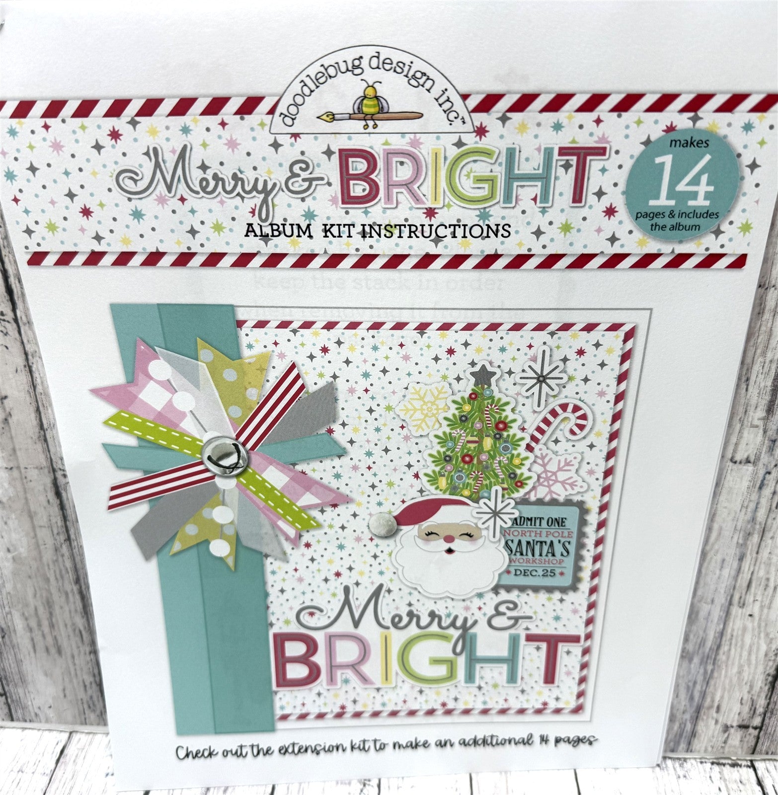 Doodlebug Designs MERRY & BRIGHT ALBUM KIT Christmas 6x8 Paper Scrapbook Lot
