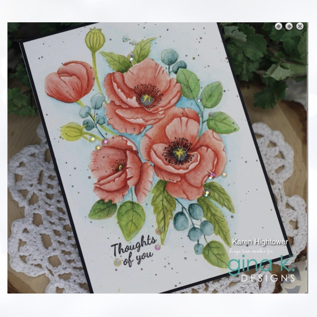 Gina K Designs TIMELESS POPPY Poppies Flowers 6x8 Rubber Stamps