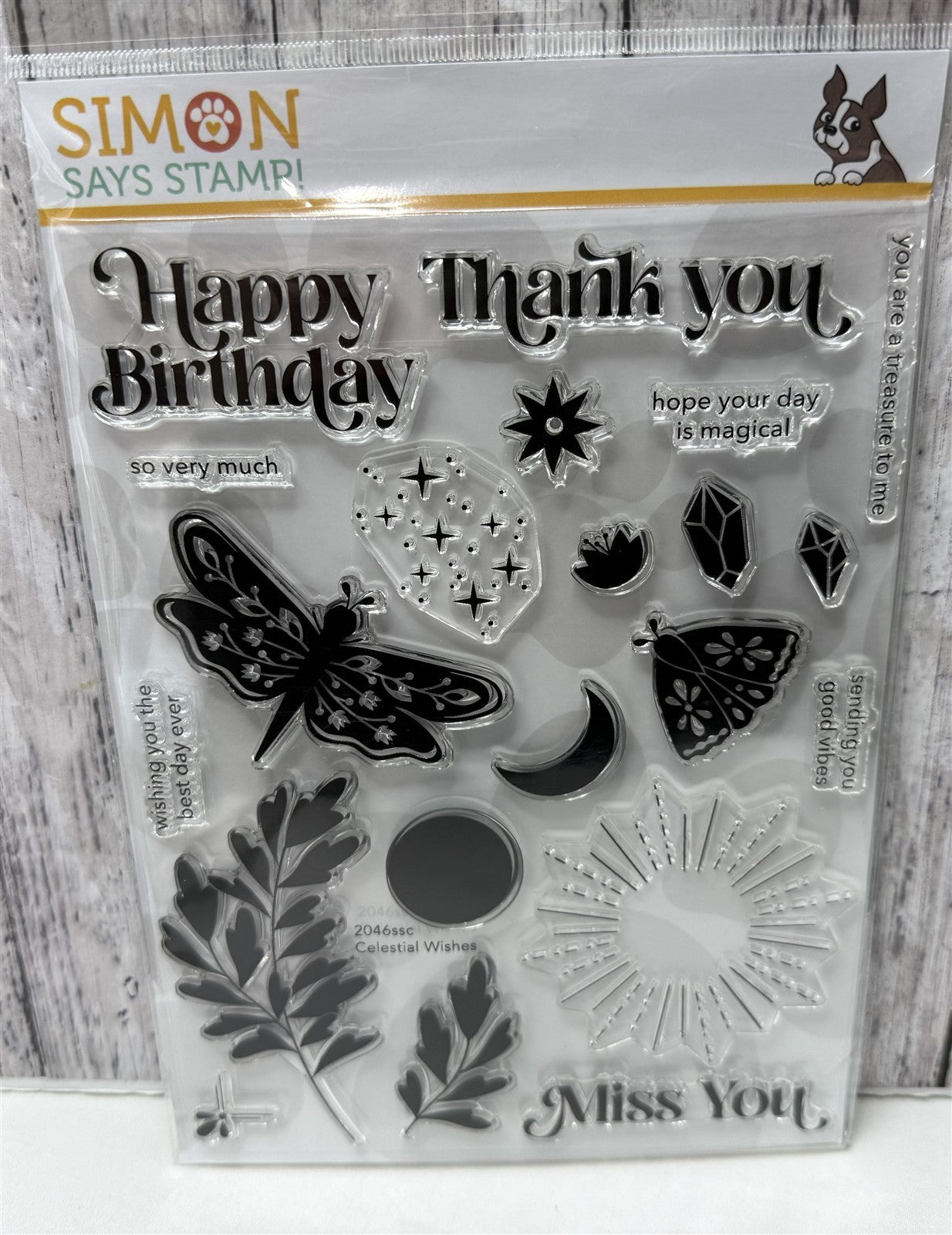 Simon Says Stamp CELESTIAL WISHES Dragonfly Moth 6x8 Rubber Stamps