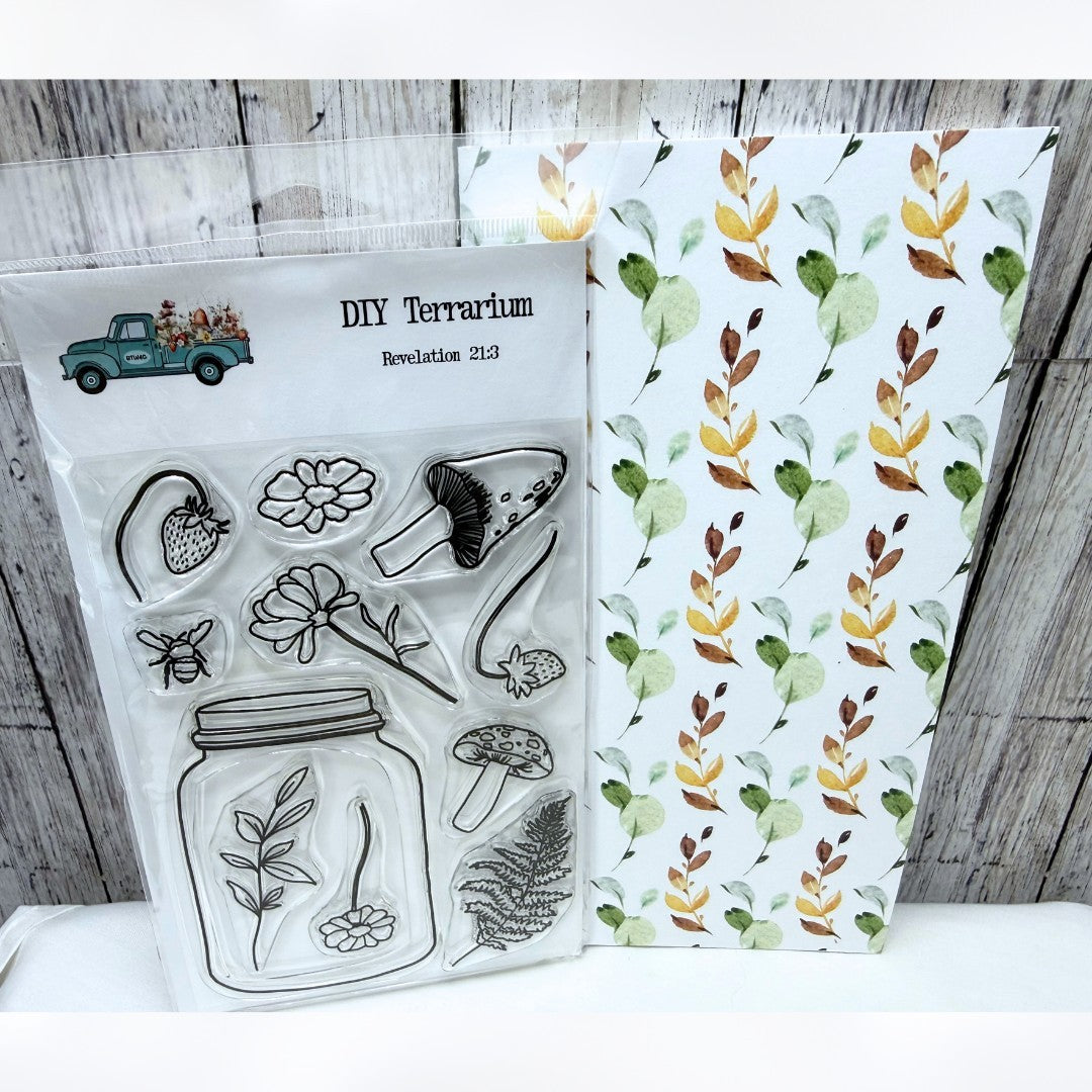 By the Well 4 DIY TERRARIUM Mushrooms Jar Bible Journaling Rubber Stamps 