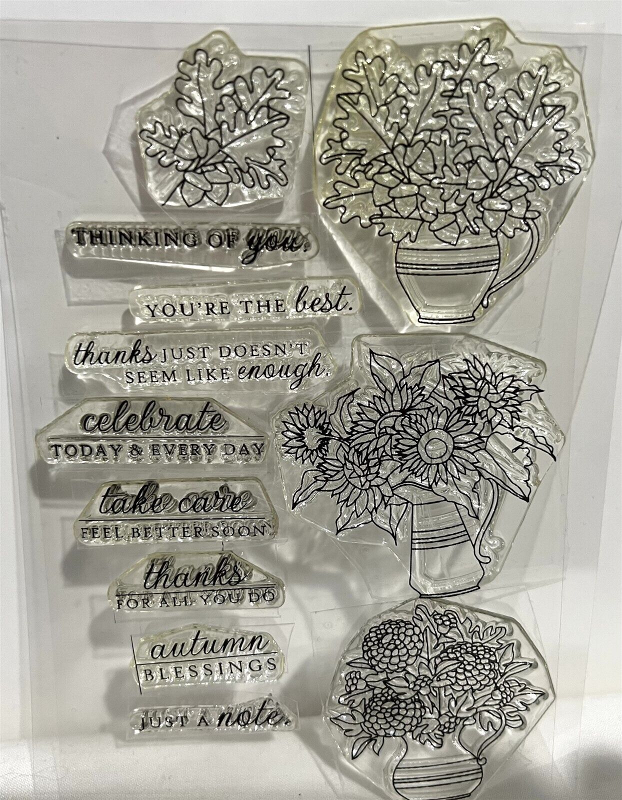 Papertrey Ink AUTUMN ABUNDANCE Bouquet Flowers Fall Rubber Stamps Dies Rare