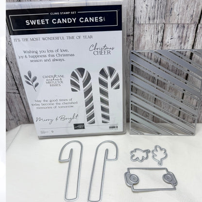 Stampin Up SWEET CANDY CANES Christmas Rubber Stamps Dies AS IS**