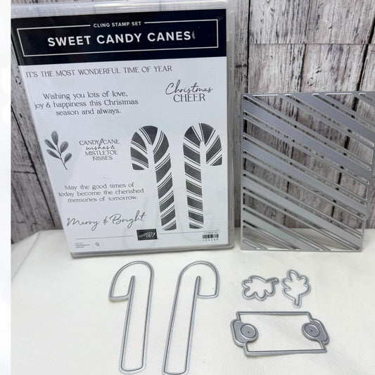Stampin Up SWEET CANDY CANES Christmas Rubber Stamps Dies AS IS**