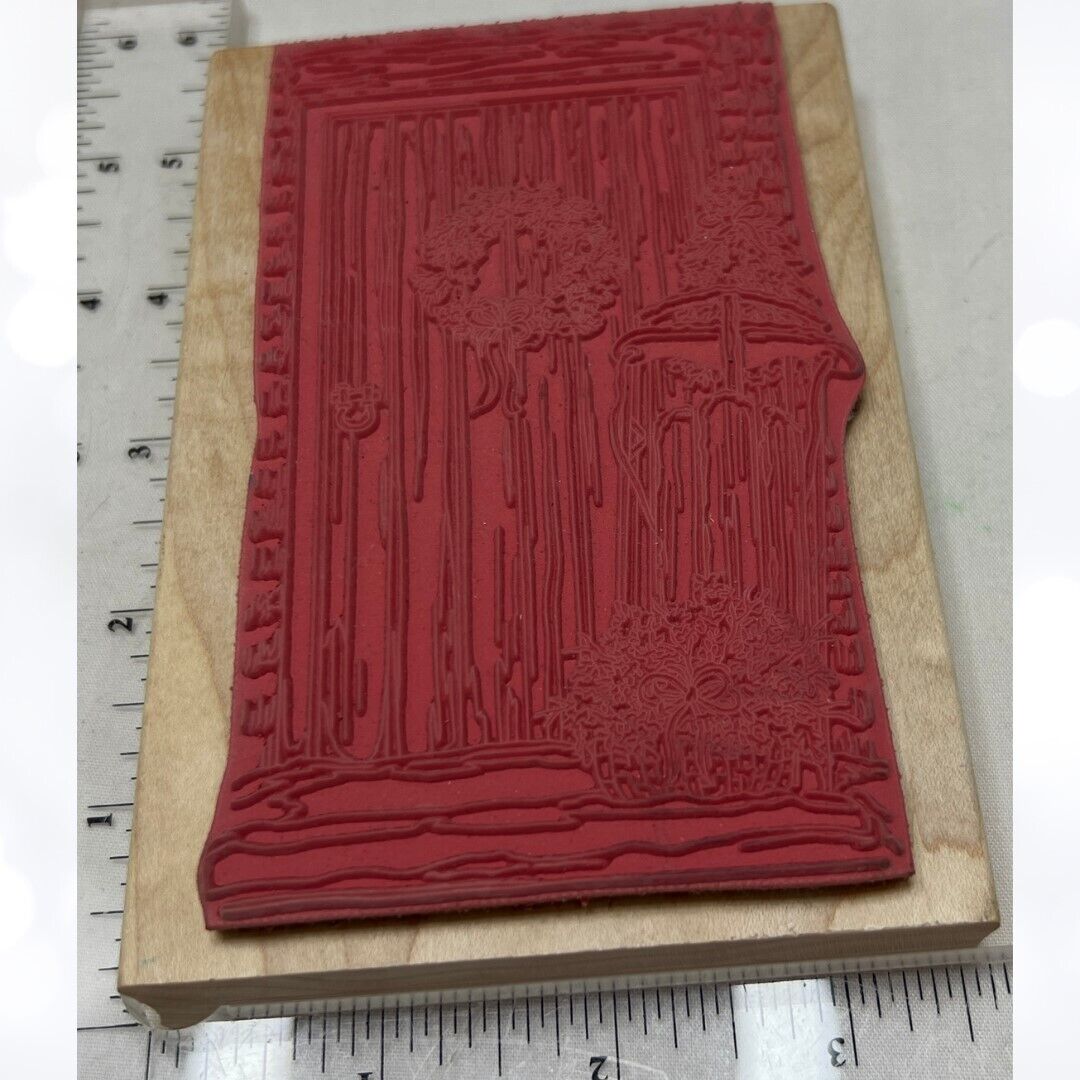 Stamps Happen CHRISTMAS DOOR With Sleigh Sled Holiday Rubber Stamp