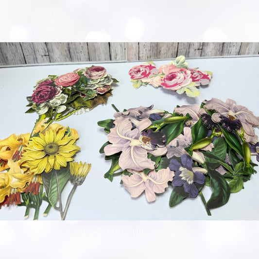 Anna Griffin SPRING FLOWERS Floral Die Cuts Embellishments Lot of 57