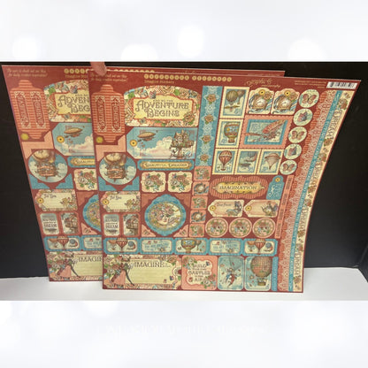 Graphic 45 IMAGINE Collection 12x12 Paper Cardstock Die Cuts Kit