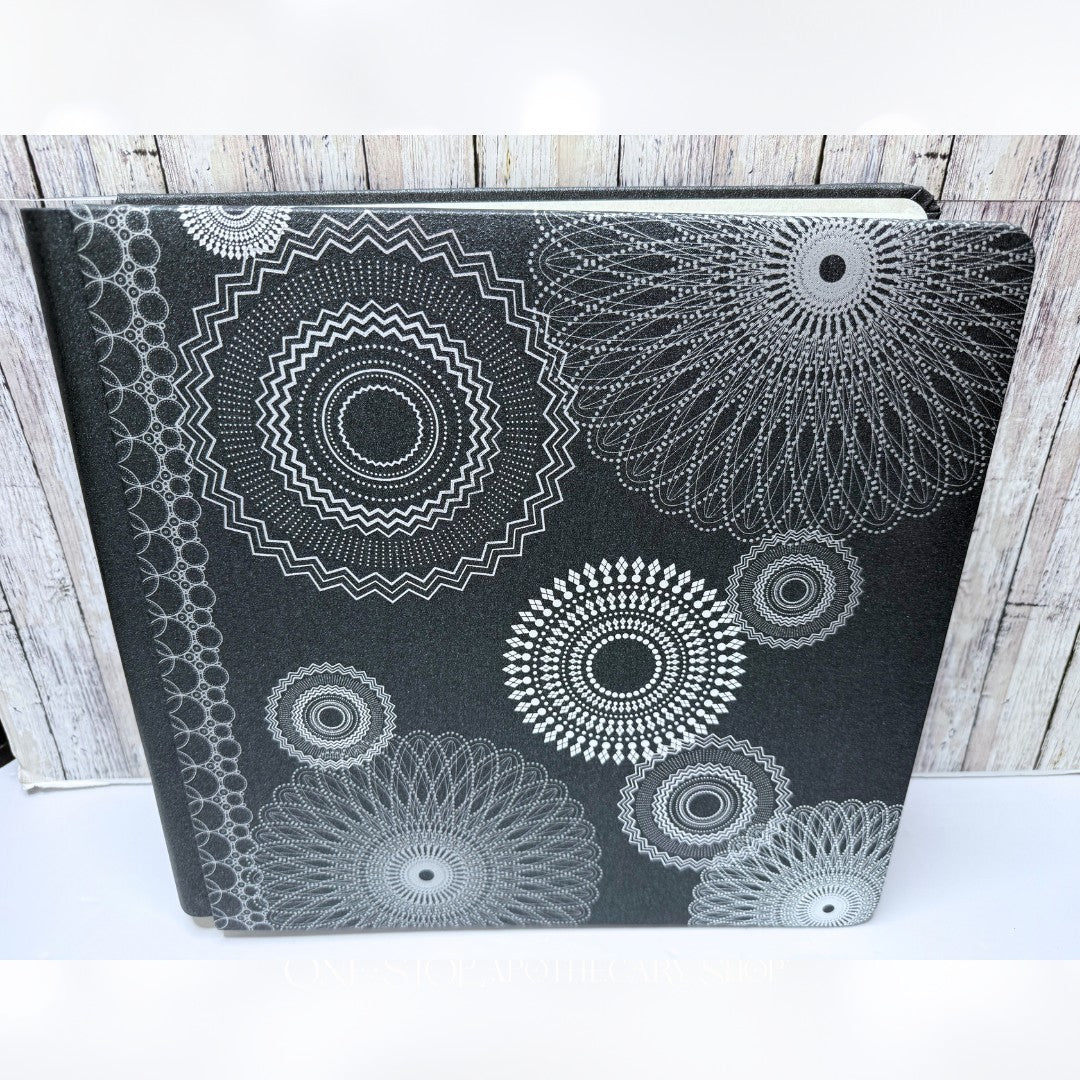 Creative Memories SPIRAL ALBUM Black Silver 12x12 Flex Hinge 41 White Pages