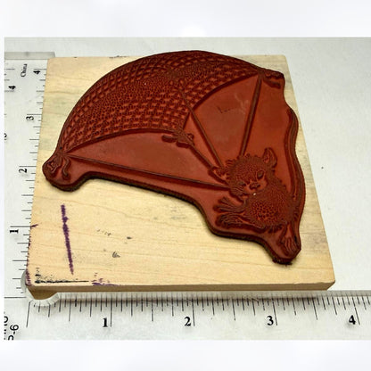 House Mouse COMIN DOWN Parachute Monica Mice Rubber Stamp