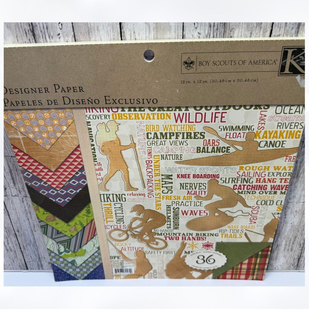 K & Company BOY SCOUTS of America 12x12 Cardstock Scrapbook Paper Pack Rare