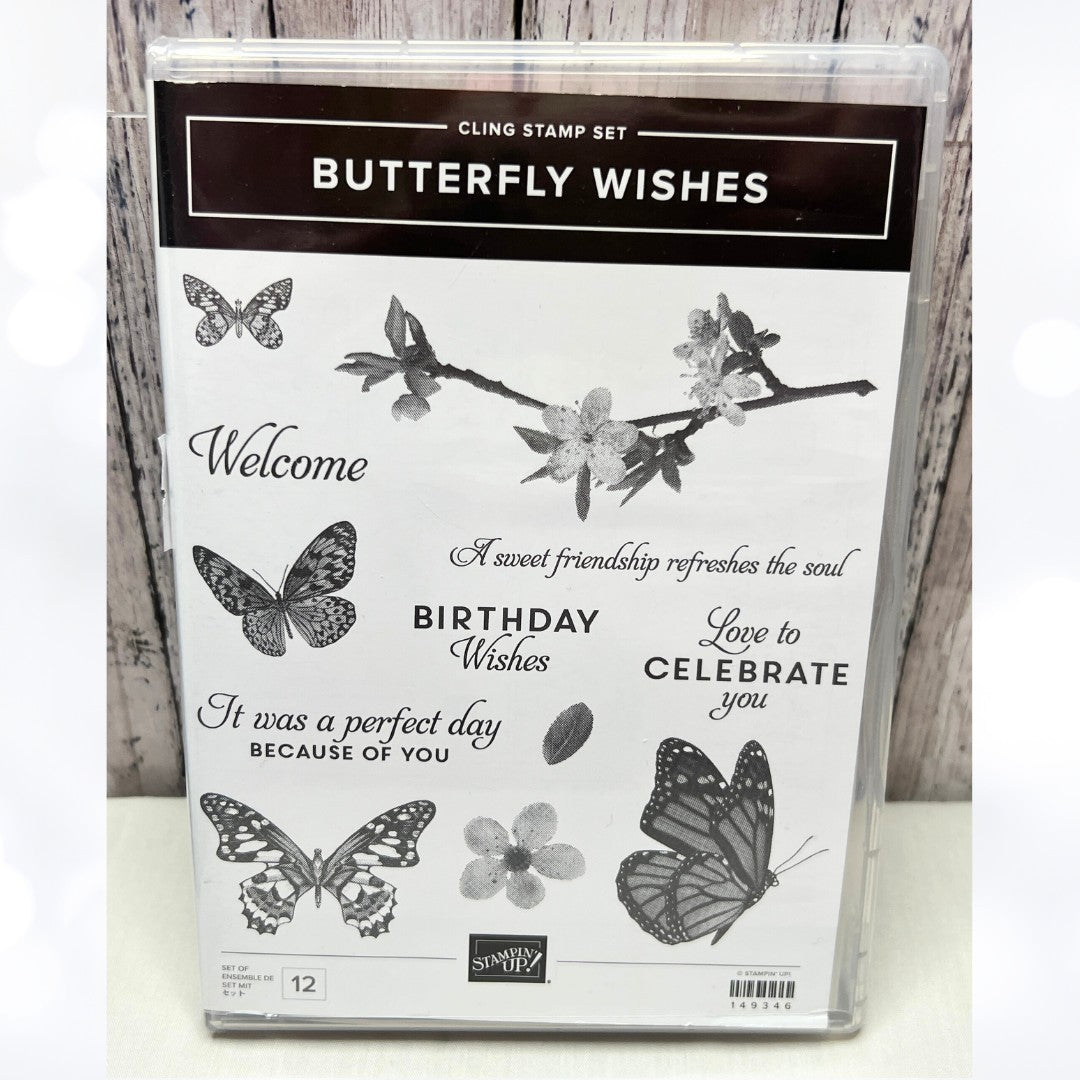 Stampin Up BUTTERFLY WISHES Butterflies Rubber Stamps