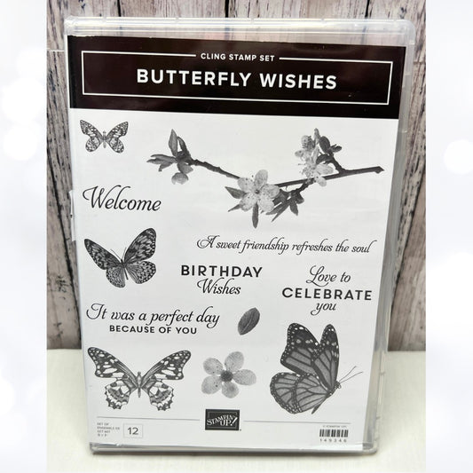 Stampin Up BUTTERFLY WISHES Butterflies Rubber Stamps
