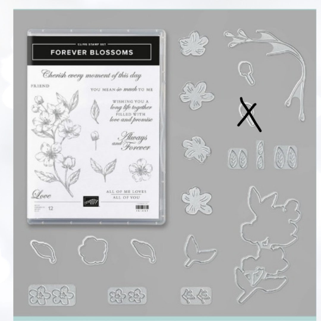 Stampin Up FOREVER BLOSSOMS Cherry Love Rubber Stamps Dies AS IS**