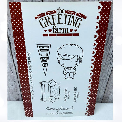 The Greeting Farm SITTING CASUAL Ian Boy Cheer Couch Rubber Stamps