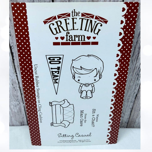 The Greeting Farm SITTING CASUAL Ian Boy Cheer Couch Rubber Stamps