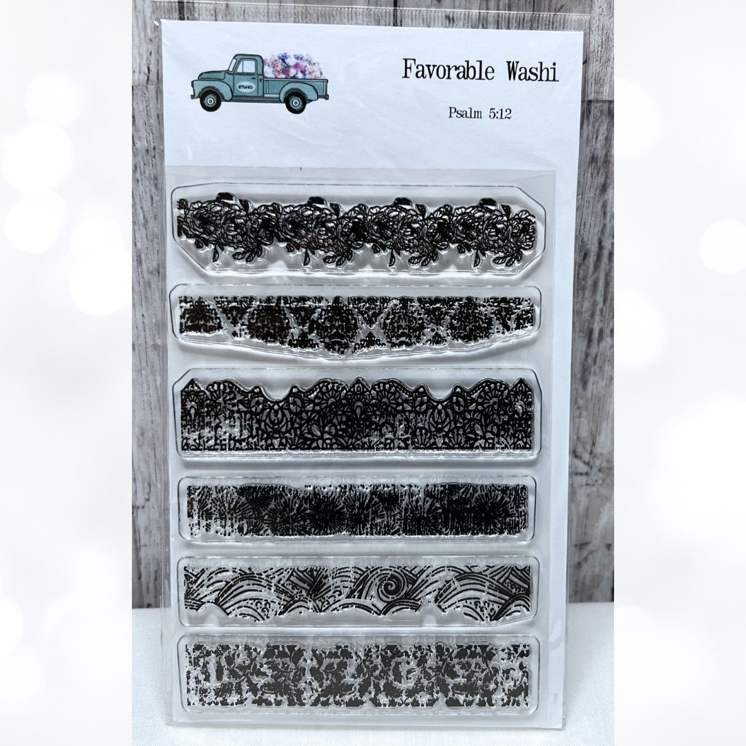 By the Well 4 God FAVORABLE WASHI Borders Bible Journaling Rubber Stamps