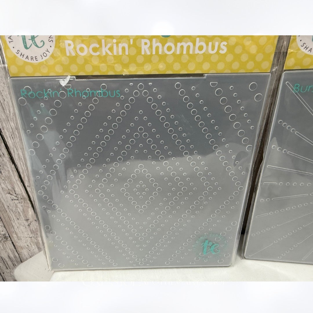 Taylored Expressions ROCKING RHOMBUS Bursting Dots 6x6 Embossing Folders