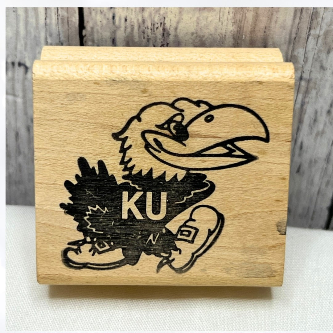 University of Kansas JAYHAWKS Sports College Mascot Rubber Stamp Rare