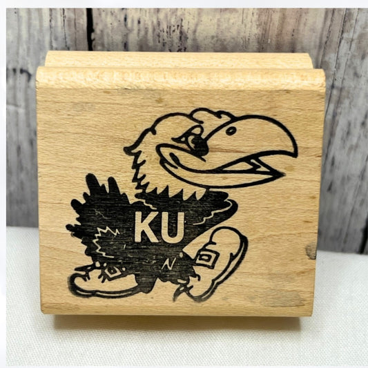 University of Kansas JAYHAWKS Sports College Mascot Rubber Stamp Rare