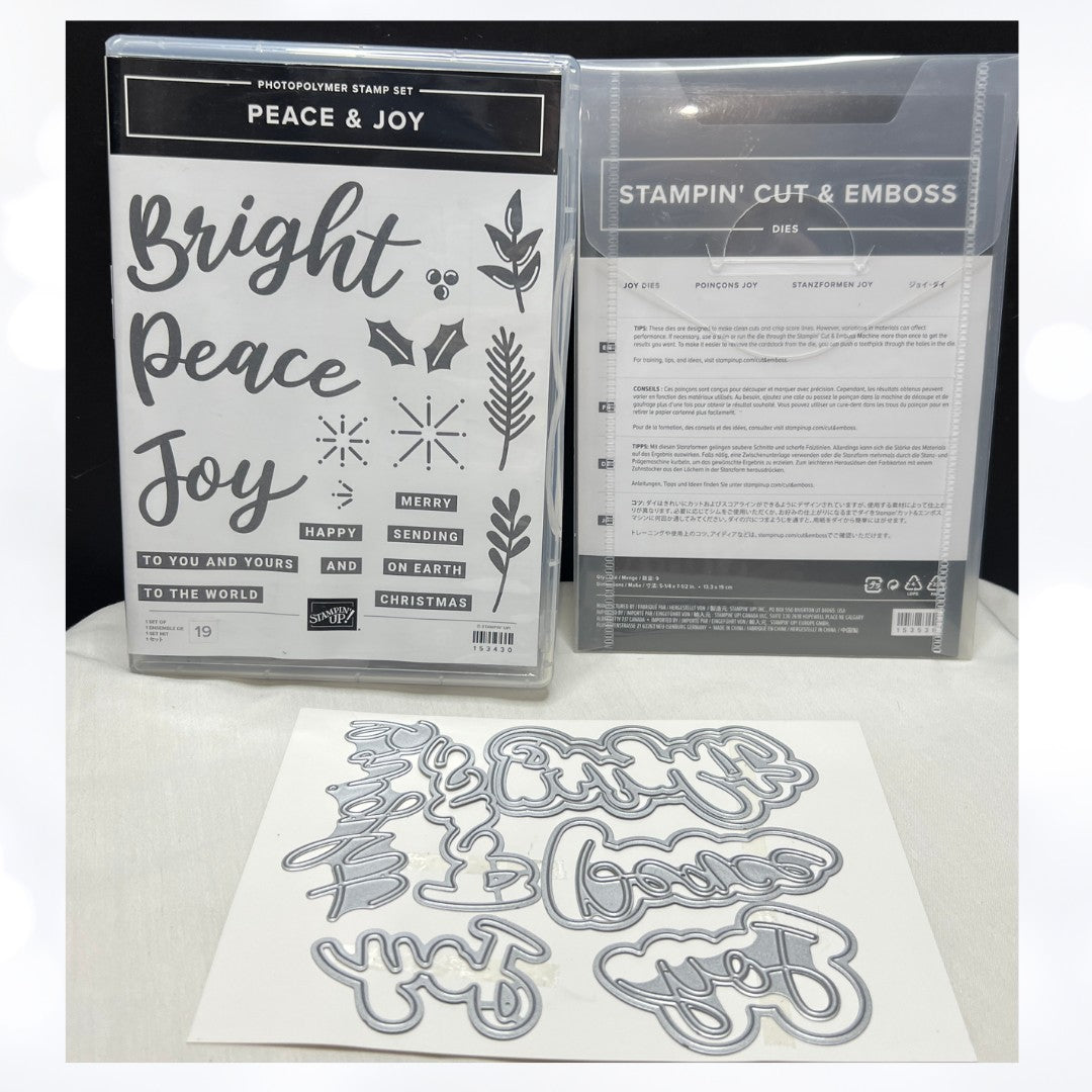 Stampin Up PEACE & JOY Christmas Greetings Holiday Sentiments Rubber Stamps Dies