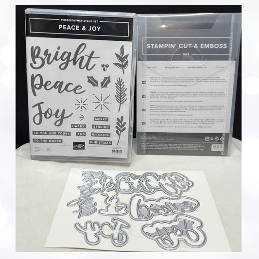 Stampin Up PEACE & JOY Christmas Greetings Holiday Sentiments Rubber Stamps Dies