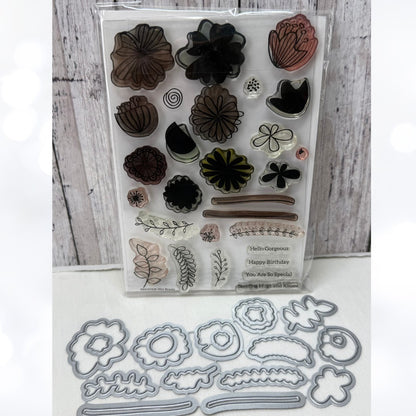 Simon Says Stamp WILD BEAUTY Floral Flowers Rubber Stamps Dies AS IS**
