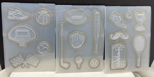 Anna Griffin SPORTY ICONS Sports Ball Fathers Day Embossing Folders Dies Rare