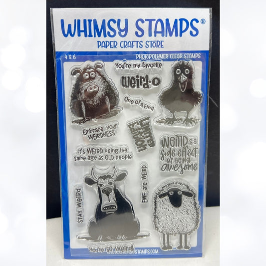 Whimsy Stamps SO WEIRD Funny Animals Pig Bird Sheep Rubber Stamps