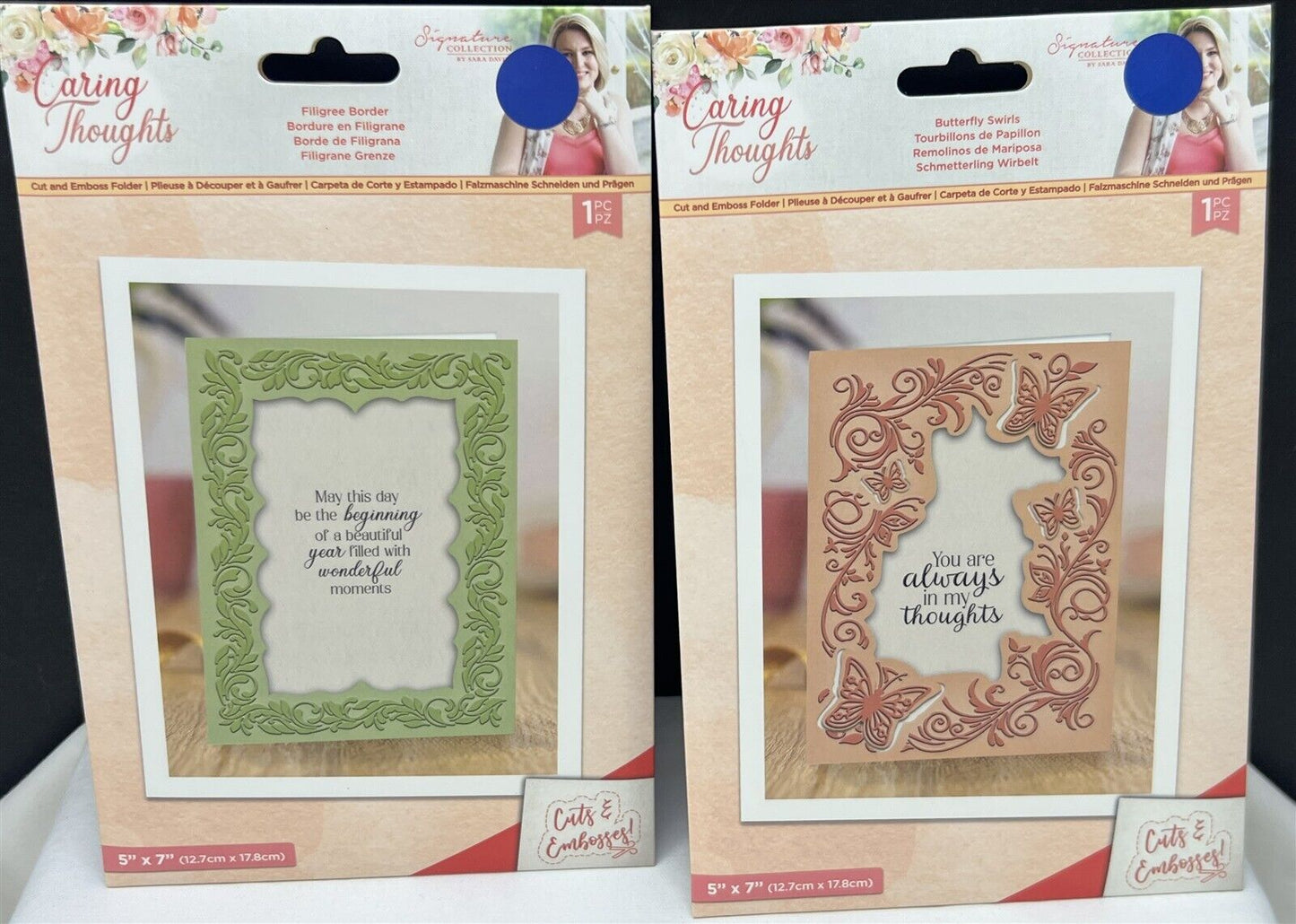 Crafters Companion CARING THOUGHTS Cut & Emboss Embossing Folders Dies Lot