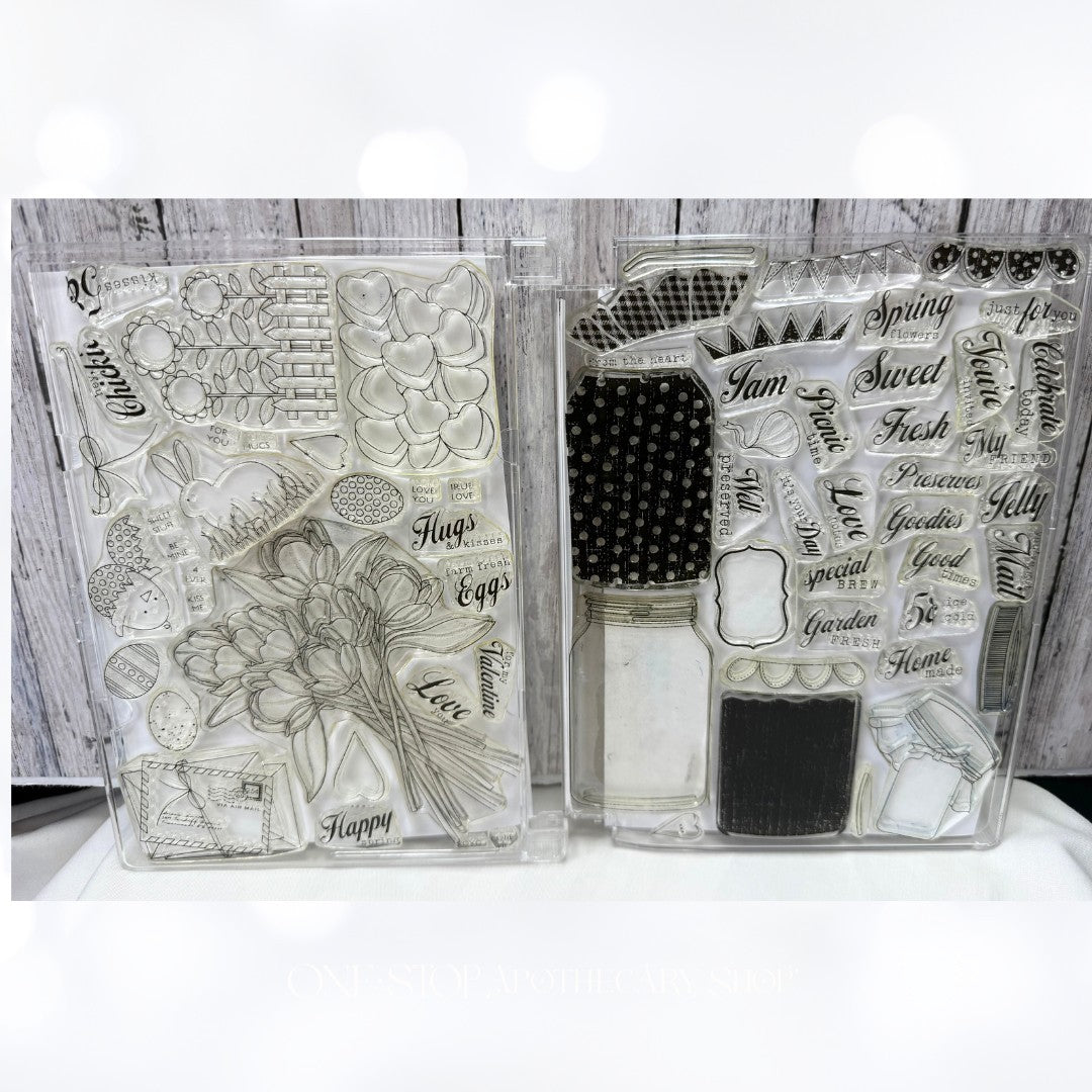 Papertrey Ink FRIENDSHIP JAR Spring Fillers Easter Valentine Rubber Stamps AS IS