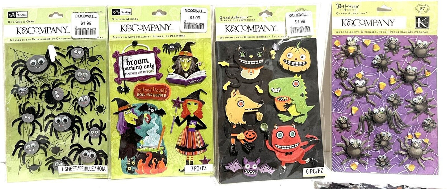 K & Company HOLIDAYS Halloween Easter Vday Stickers Rub Ons Lot of 15