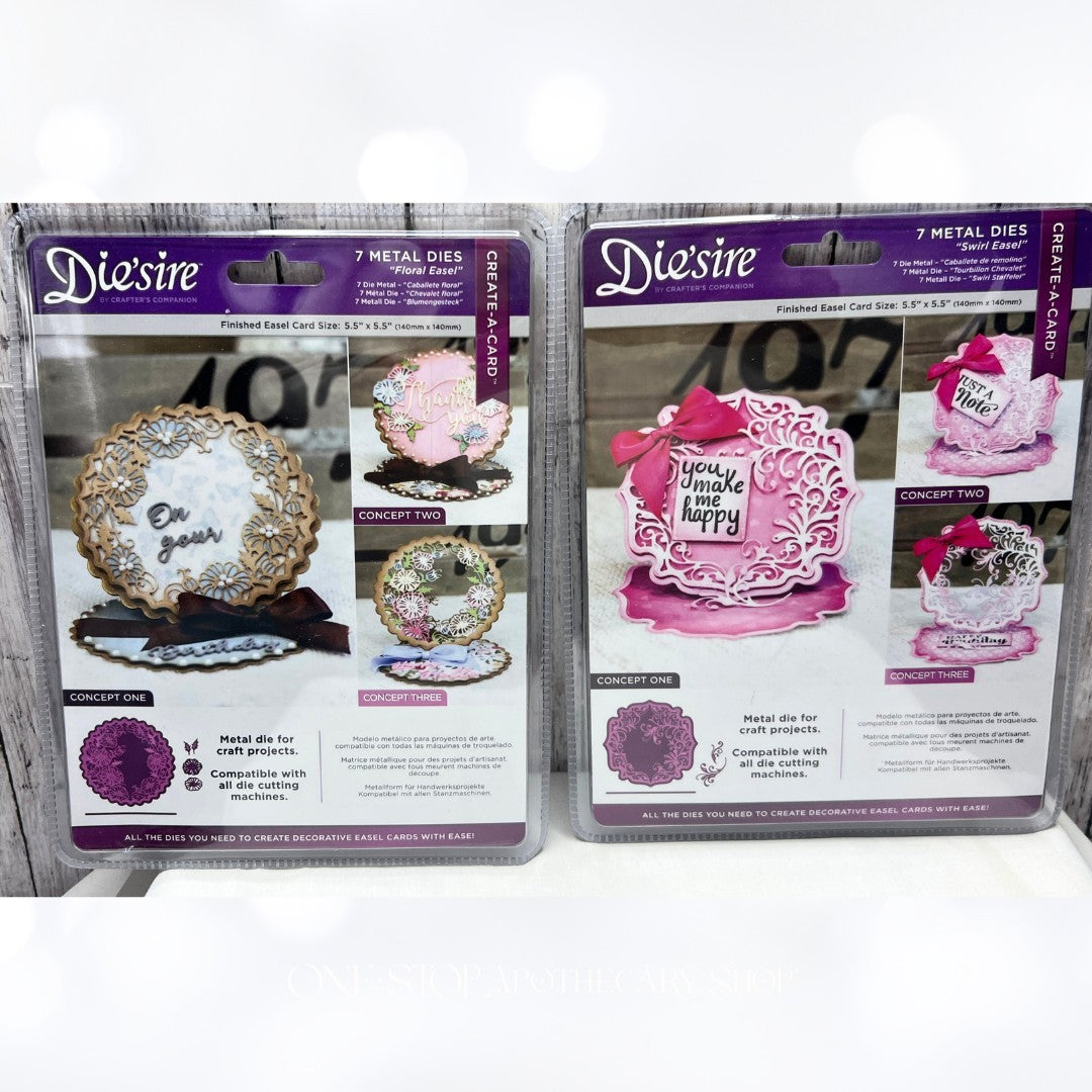 Crafters Companion Die'sire SWIRL & FLORAL EASEL Dies Set of 2