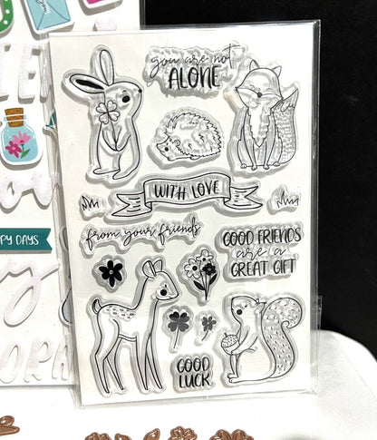 Spellbinders CELEBRATE SPRING Rabbit Deer Rubber Stamps Dies Stickers Lot