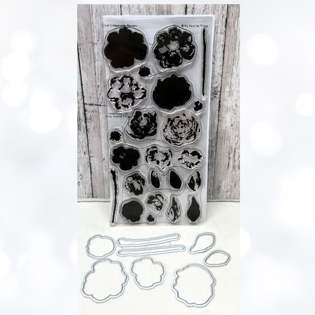 My Favorite Things WATERCOLOR FLOWERS Florals 4x8 Rubber Stamps Dies