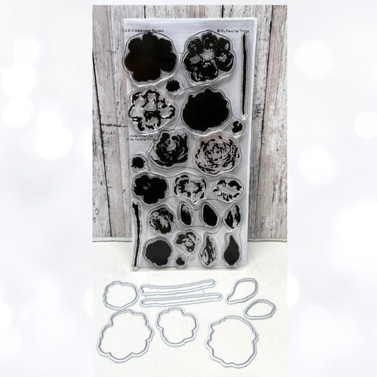 My Favorite Things WATERCOLOR FLOWERS Florals 4x8 Rubber Stamps Dies