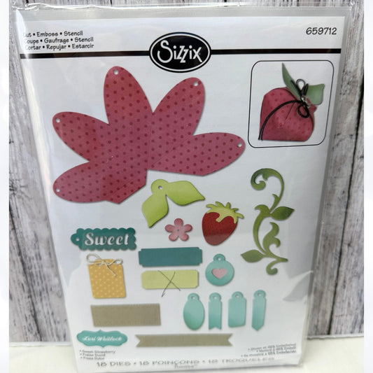 Sizzix SWEET STRAWBERRY Favor Treat Box 659712 Thinlits Dies **AS IS**
