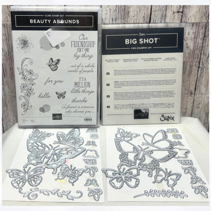 Stampin Up BEAUTY ABOUNDS Butterfly Beauty Rubber Stamps Dies Thinlits