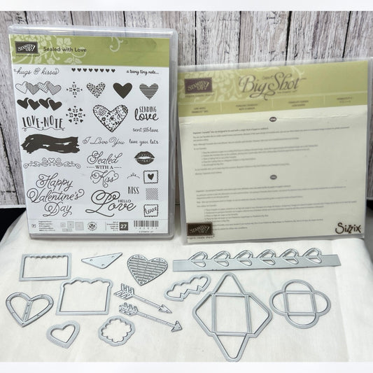 Stampin Up SEALED WITH LOVE Love Notes Valentines Day Rubber Stamps Dies AS IS**