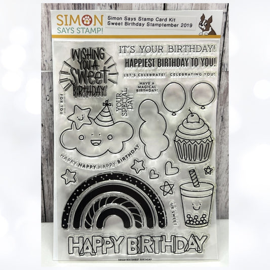 Simon Says Stamp SWEET BIRTHDAY Cake Rainbow 6x8 Rubber Stamps