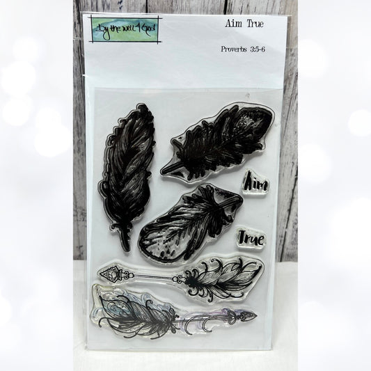 By the Well 4 God AIM TRUE Feathers Bible Journaling Rubber Stamps