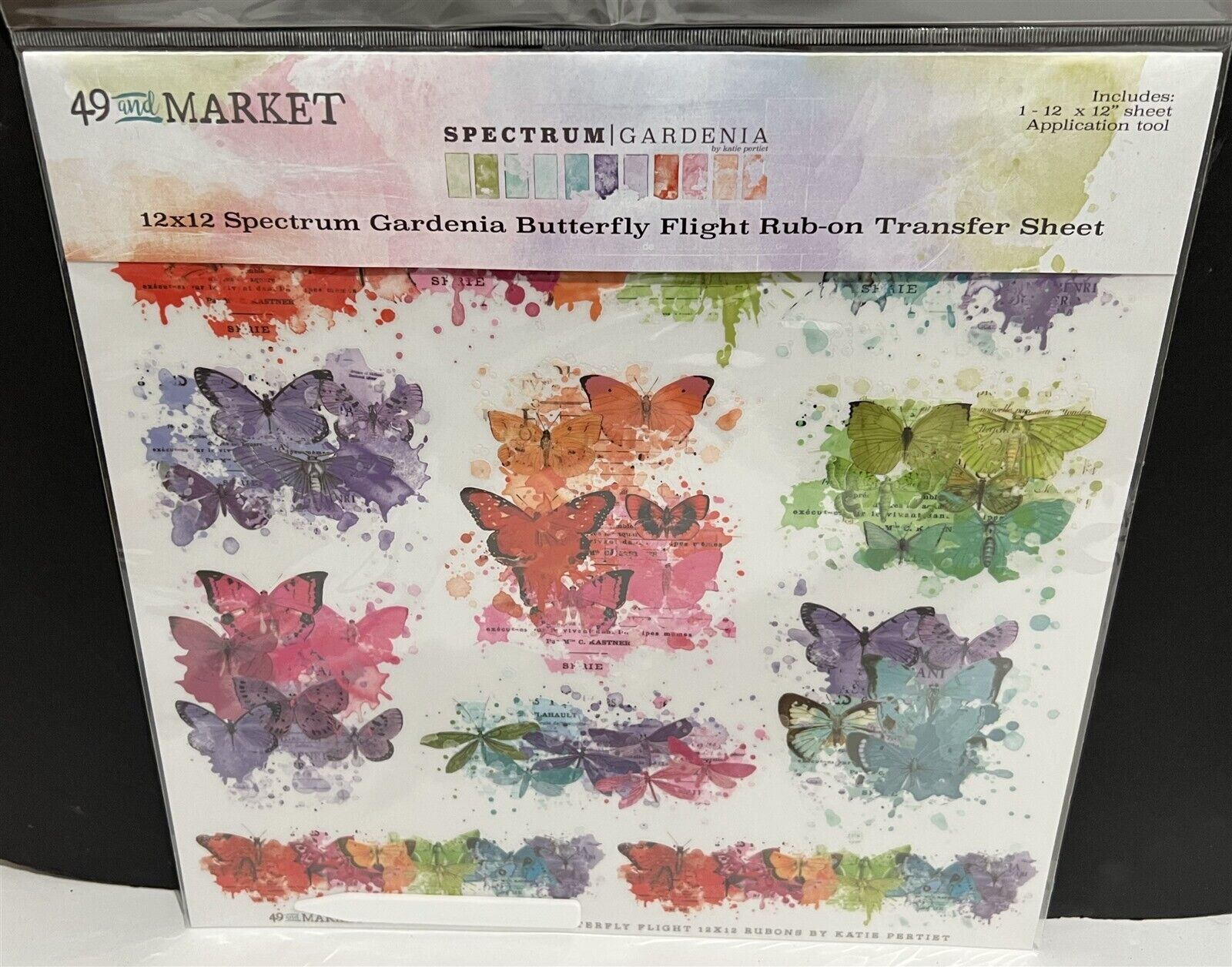 49 and Market SPECTRUM GARDENIA Rub Ons Laser Die Cuts Butterfly Flowers Kit