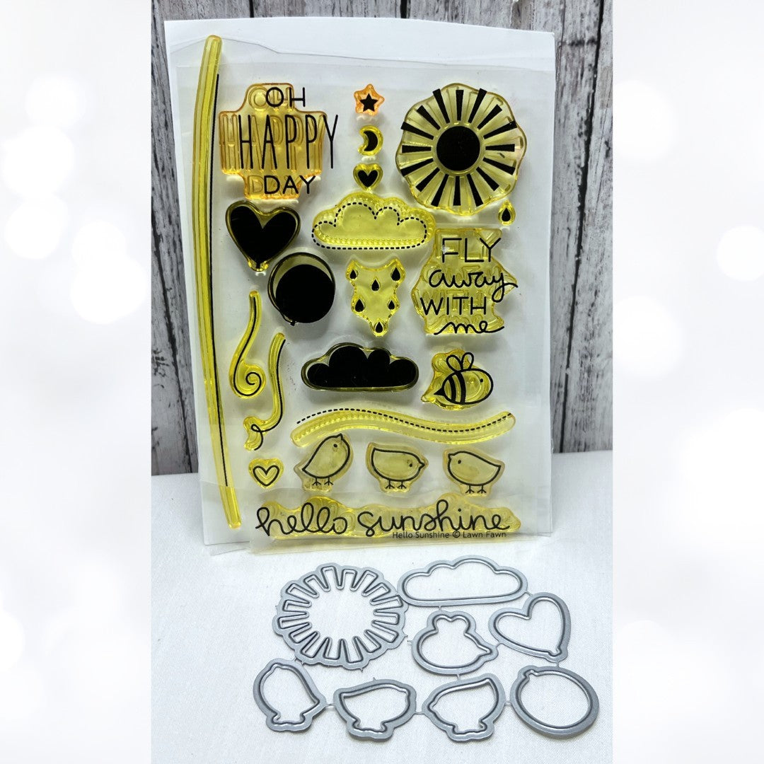 Lawn Fawn HELLO SUNSHINE Birds Sun Rubber Stamps Dies