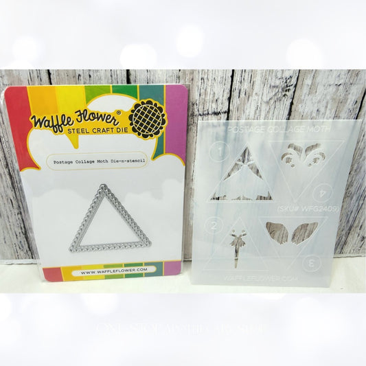 Waffle Flower POSTAGE COLLAGE MOTH Die & Stencil Set