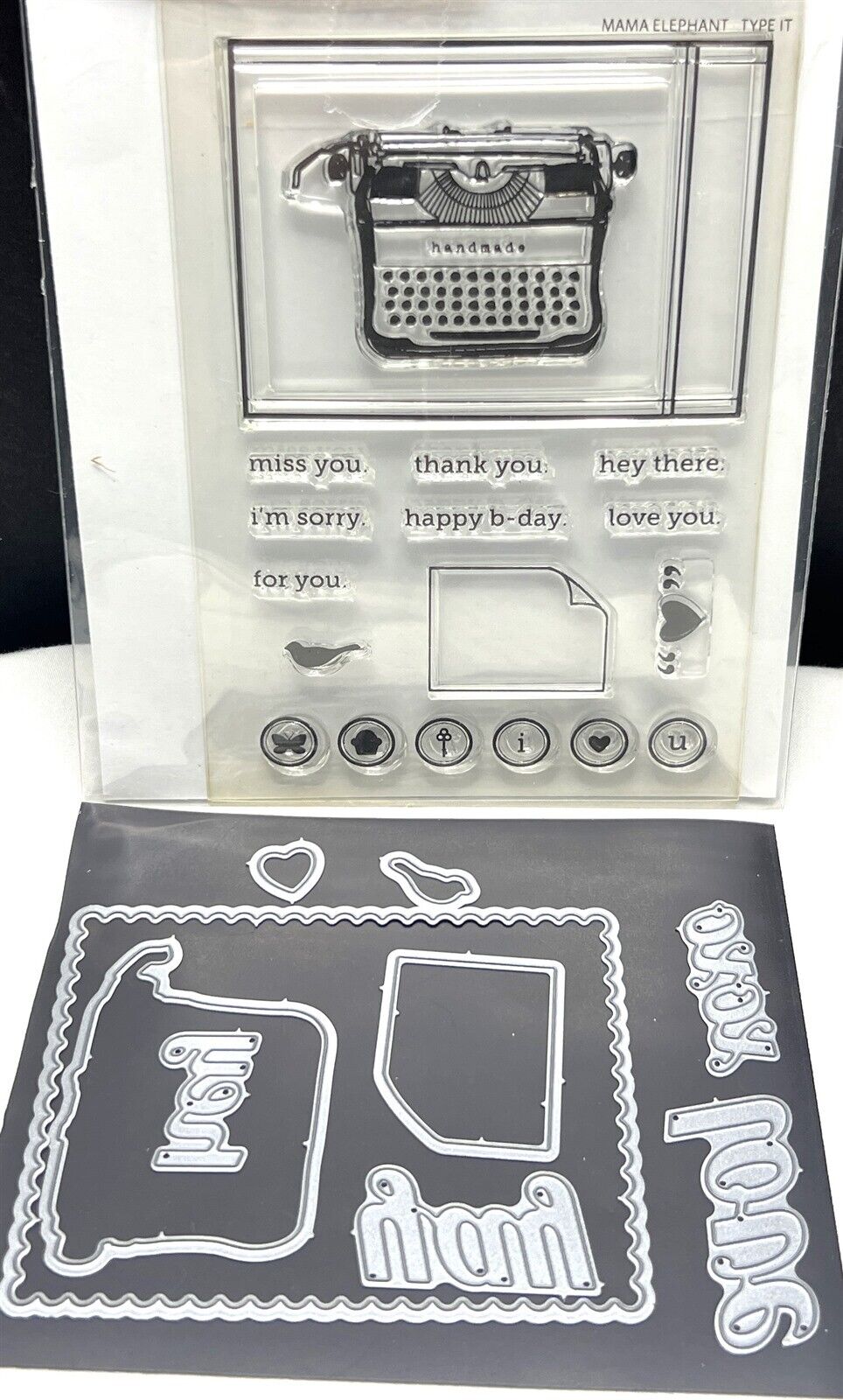 Mama Elephant TYPE IT Typewriter Rubber Stamps Dies