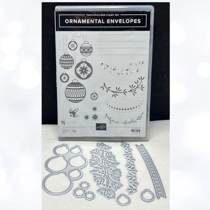 Stampin Up ORNAMENTAL ENVELOPES Christmas Ornaments Rubber Stamps Dies AS IS**