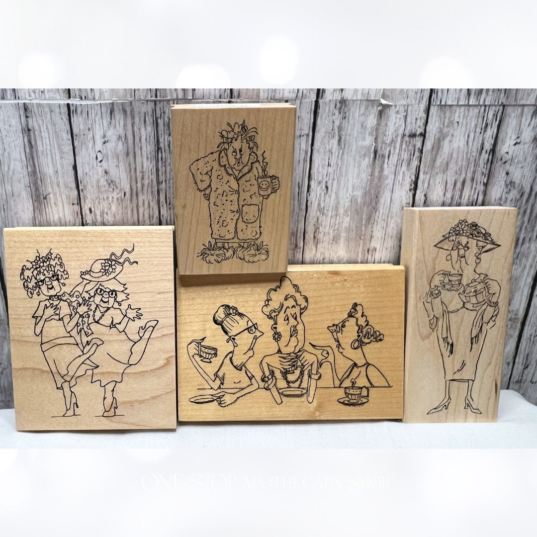 Art Impressions GIRLFRIENDS Old Lady Funny Wood Rubber Stamps