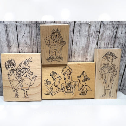 Art Impressions GIRLFRIENDS Old Lady Funny Wood Rubber Stamps